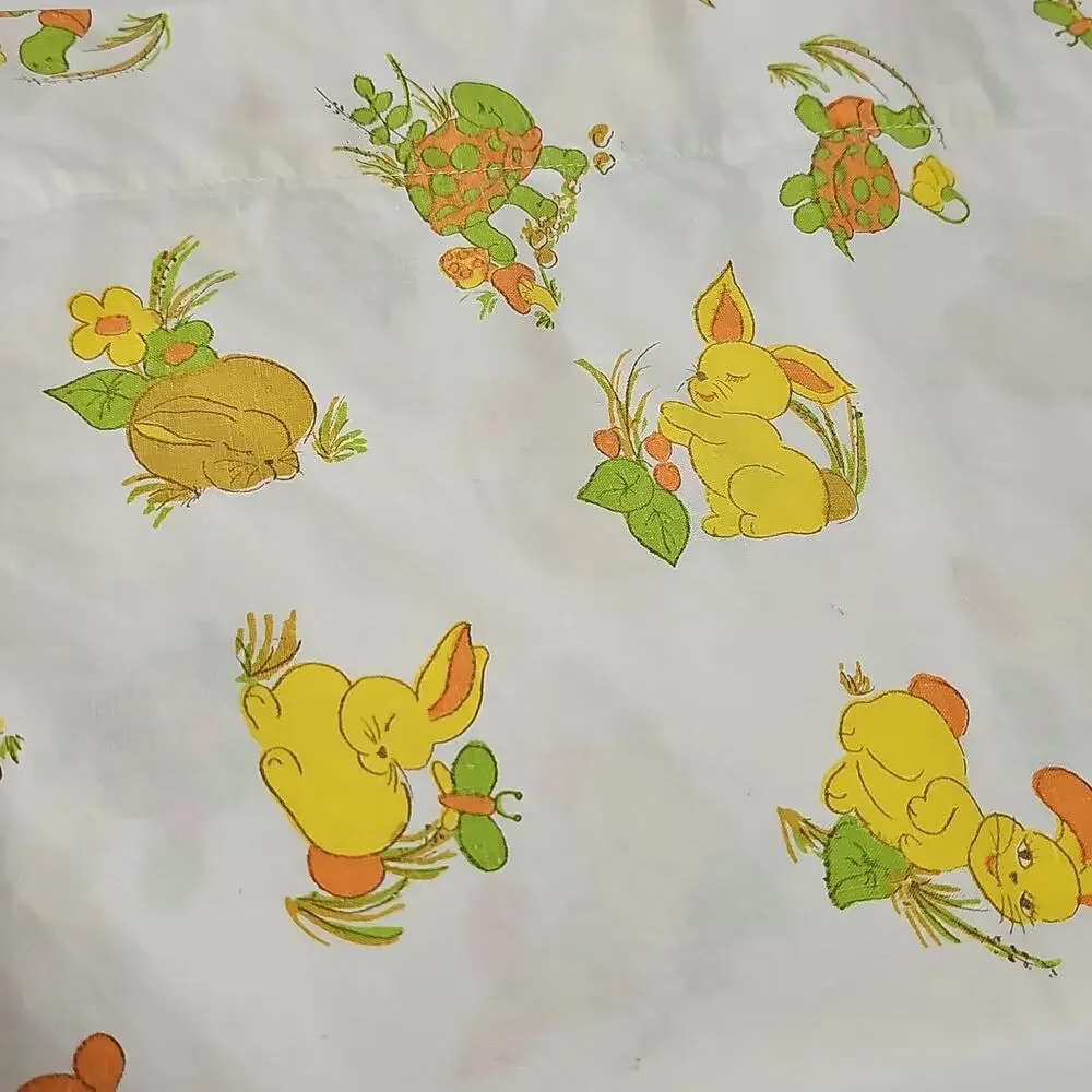 Set of Two Baby Toddler Vintage Pillowcases Turtle Bunny 17.5 x 12.25